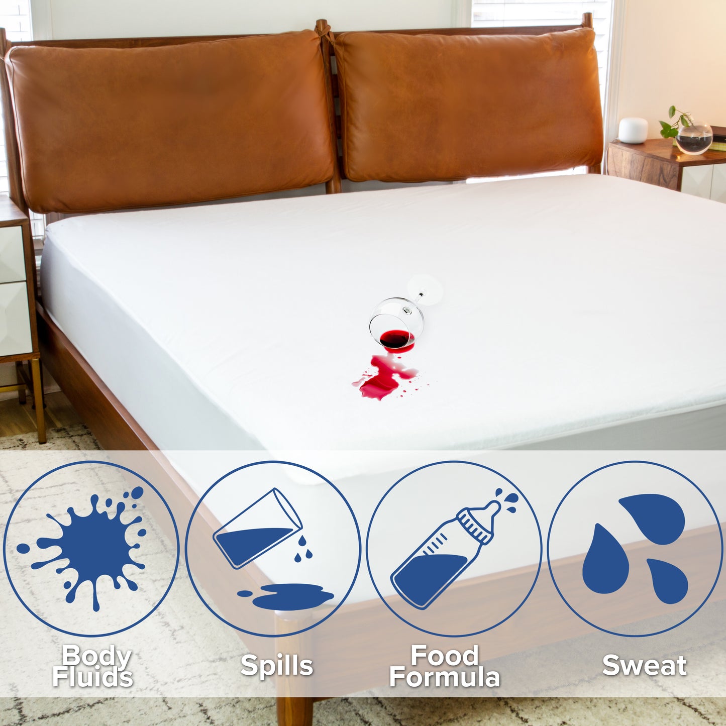 Capri Comfortable Sleep Premium Fitted 100% Waterproof-Hypoallergenic Vinyl Free Mattress Protector - Breathable Fabric Surface, Twin White