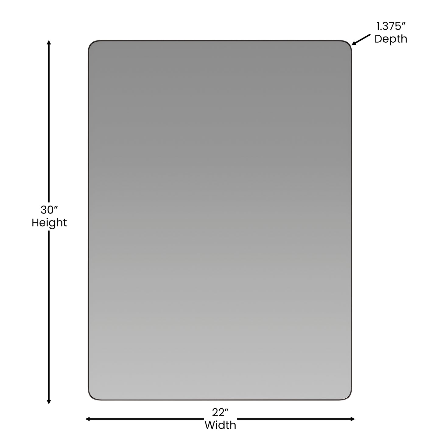 Susan 22" x 30" Decorative Wall Mirror - Rounded Corners, Bathroom & Living Room Glass Mirror Hangs Horizontal Or Vertical, Black Black