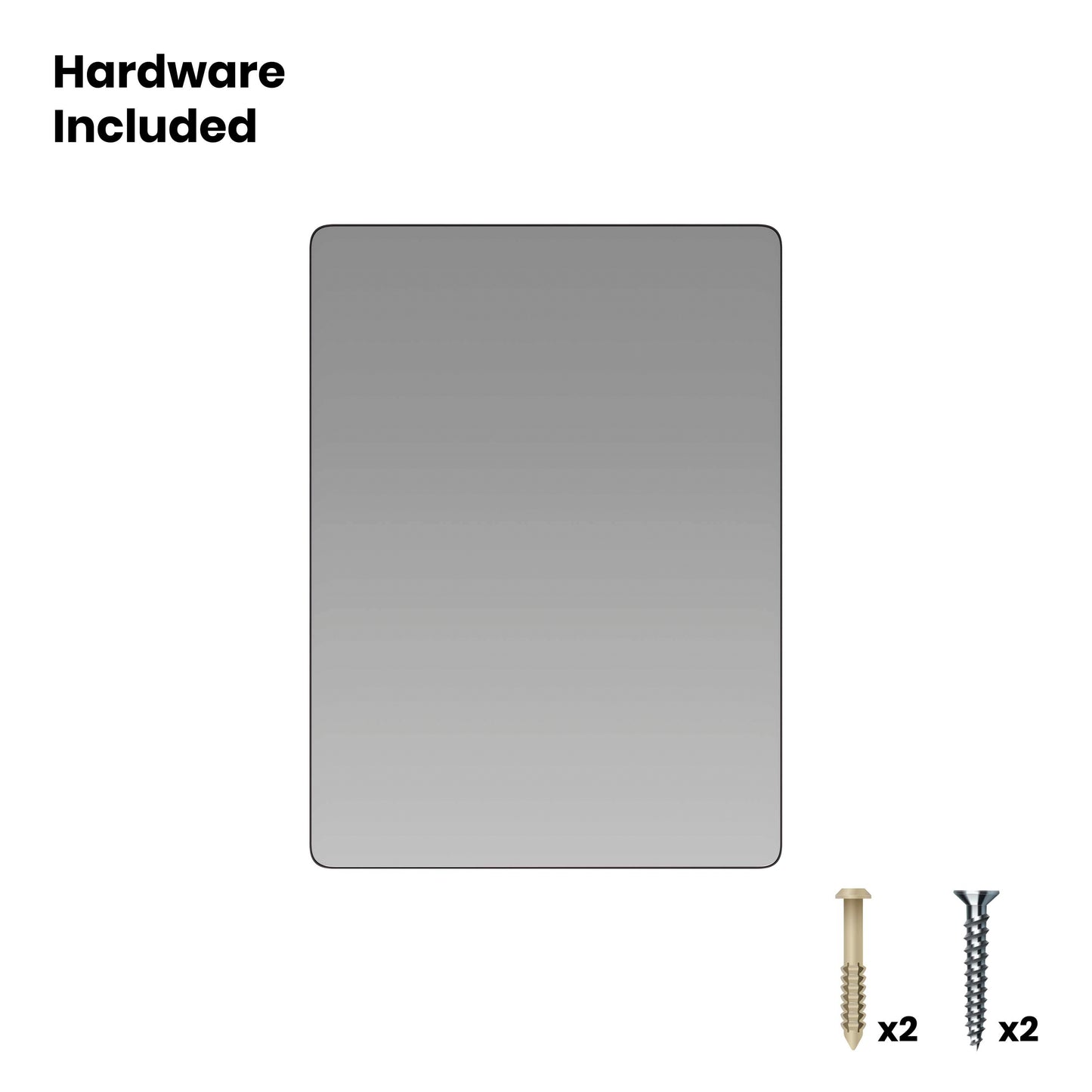 Susan 22" x 30" Decorative Wall Mirror - Rounded Corners, Bathroom & Living Room Glass Mirror Hangs Horizontal Or Vertical, Black Black