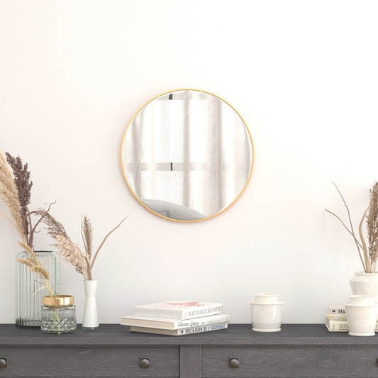 Julianne 20" Round Gold Metal Framed Wall Mirror - Large Accent Mirror for Bathroom, Vanity, Entryway, Dining Room, & Living Room Gold RH-M003-RD50BB-GD-GG