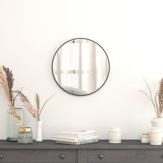 Julianne 20" Round Black Metal Framed Wall Mirror - Large Accent Mirror for Bathroom, Vanity, Entryway, Dining Room, & Living Room Black RH-M003-RD50MB-BK-GG