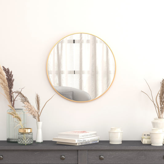 Julianne 24" Round Gold Metal Framed Wall Mirror - Large Accent Mirror for Bathroom, Vanity, Entryway, Dining Room, & Living Room Gold RH-M003-RD60BB-GD-GG