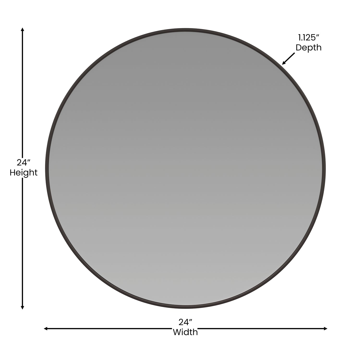Julianne 24" Round Black Metal Framed Wall Mirror - Large Accent Mirror for Bathroom, Vanity, Entryway, Dining Room, & Living Room Black