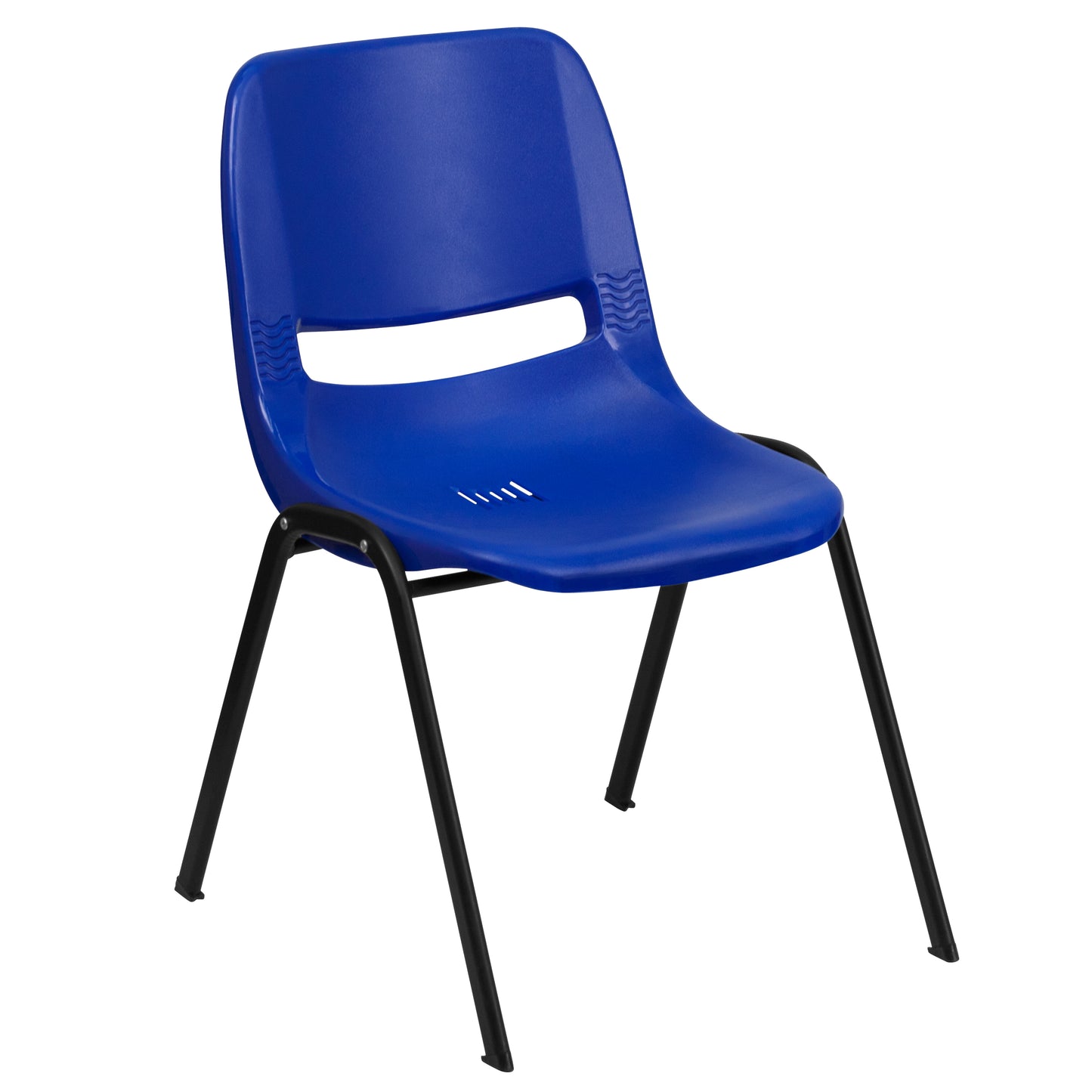 HERCULES Series 440 lb. Capacity Kid's Navy Ergonomic Shell Stack Chair with Black Frame and 12" Seat Height Navy Plastic/Black Frame