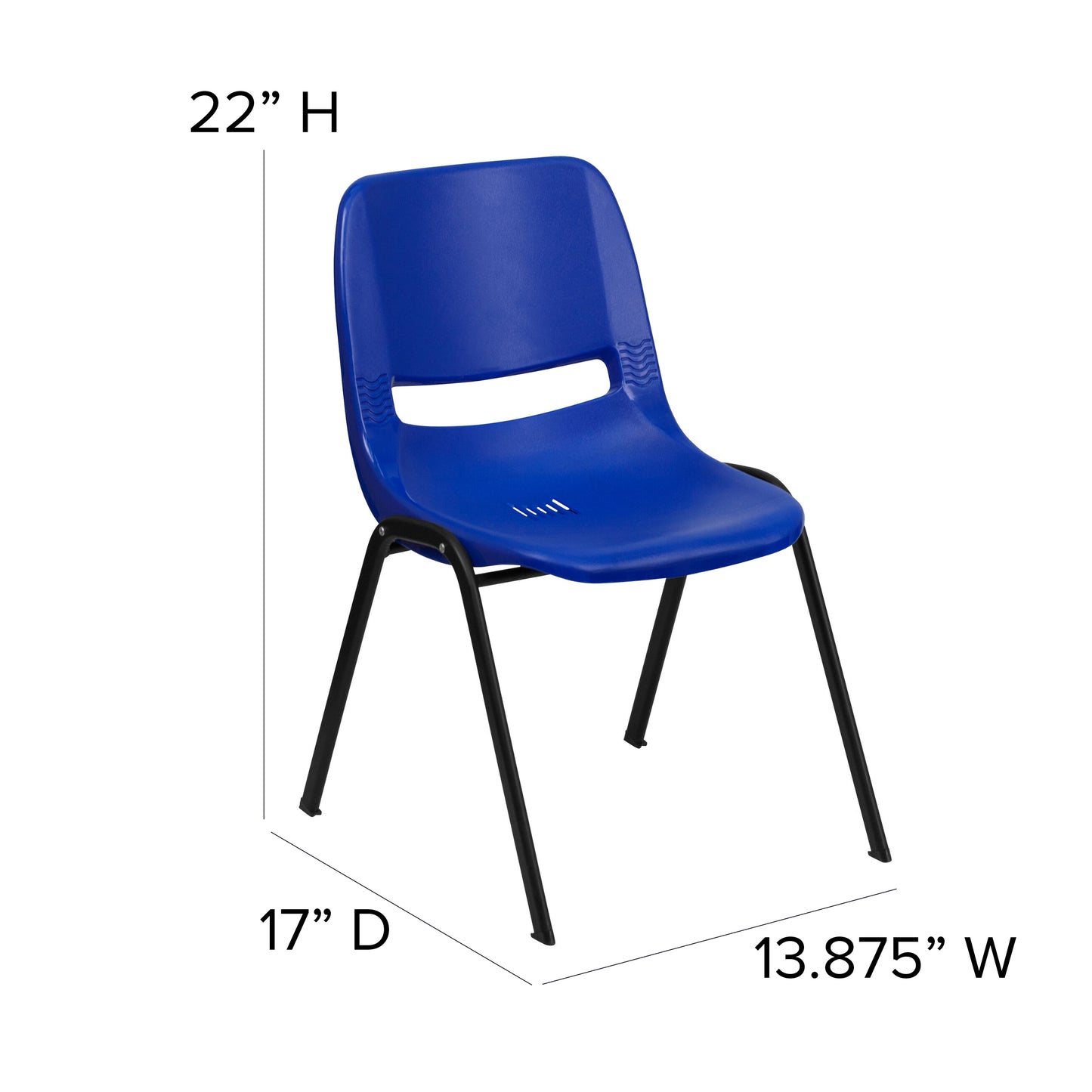 HERCULES Series 440 lb. Capacity Kid's Navy Ergonomic Shell Stack Chair with Black Frame and 12" Seat Height Navy Plastic/Black Frame