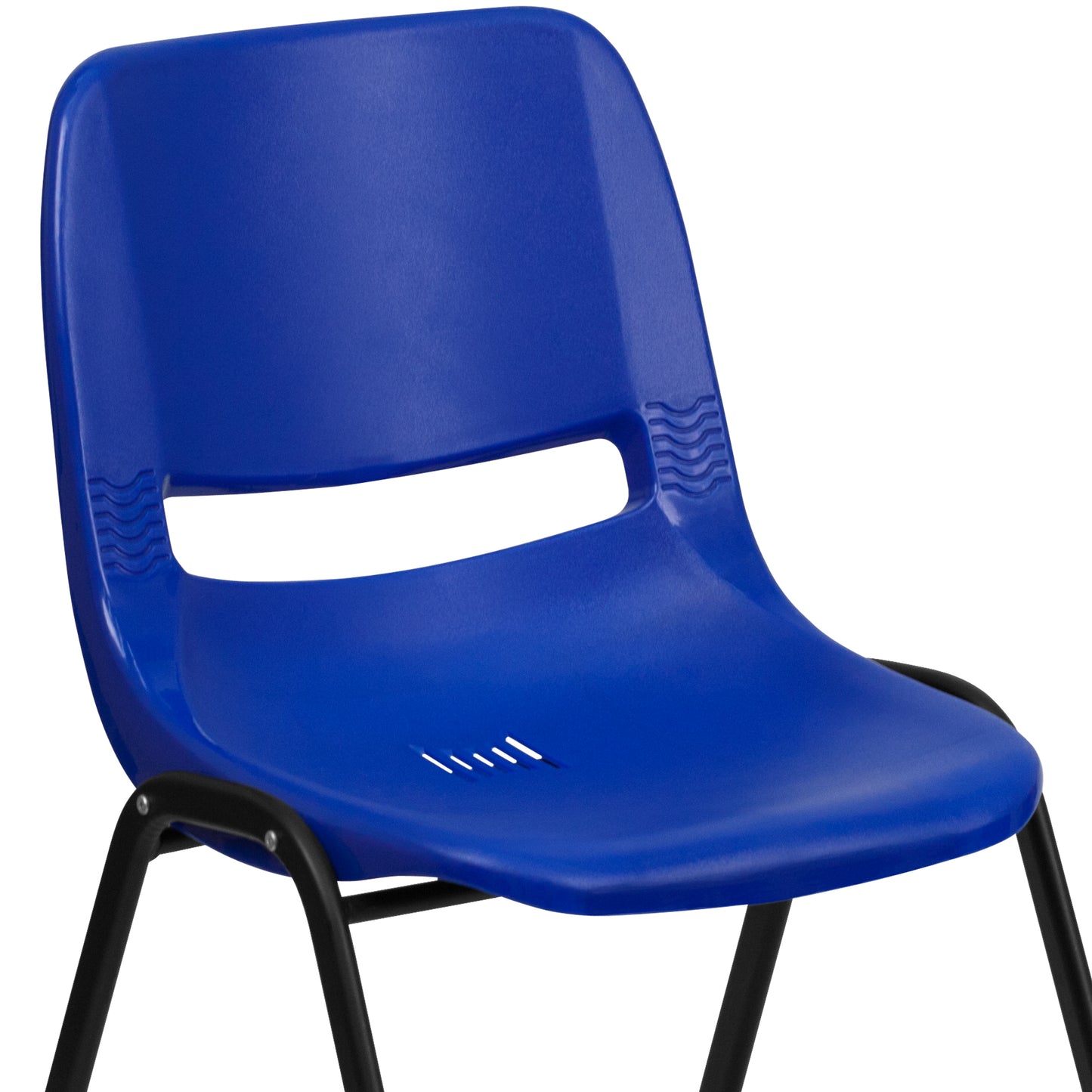 HERCULES Series 440 lb. Capacity Kid's Navy Ergonomic Shell Stack Chair with Black Frame and 12" Seat Height Navy Plastic/Black Frame
