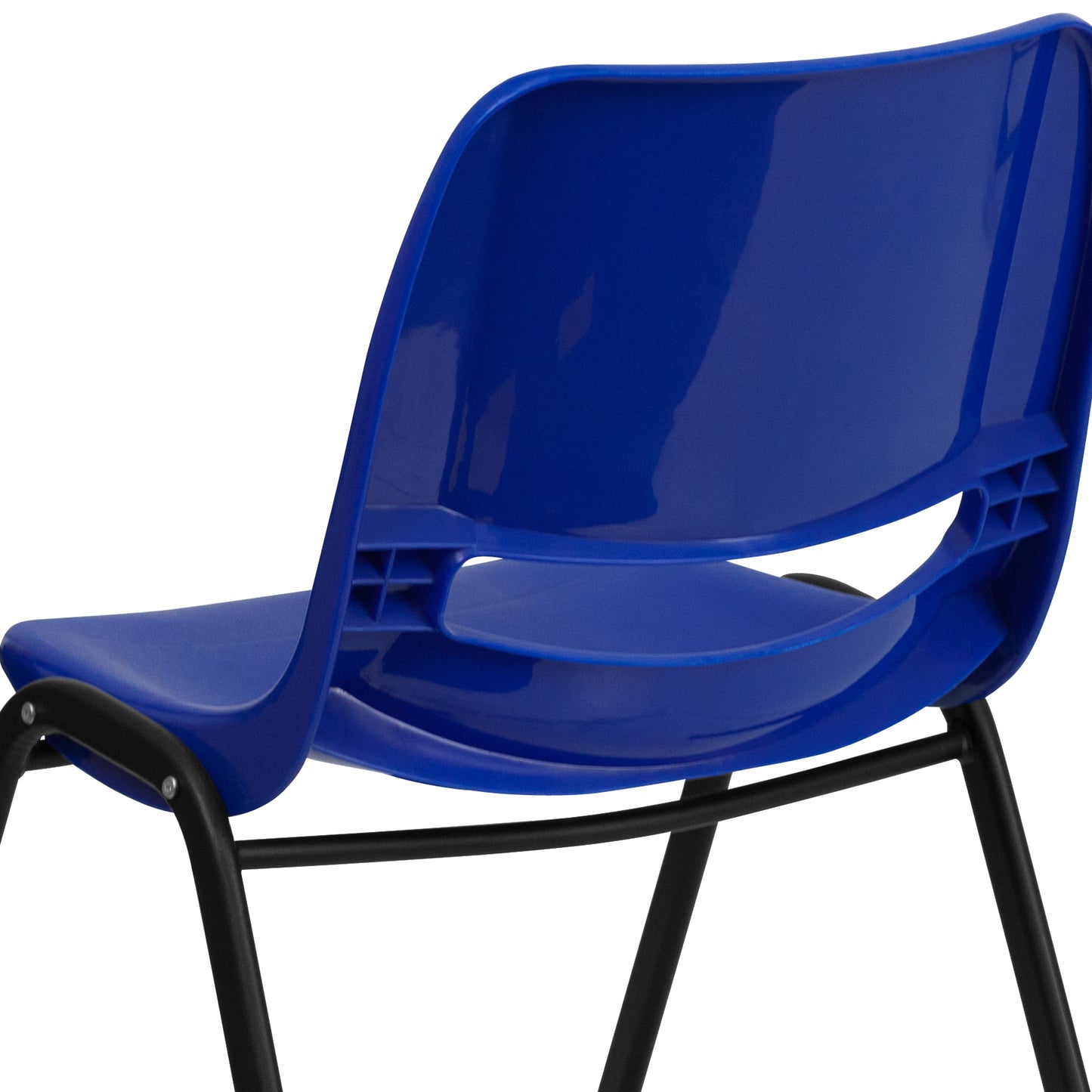 HERCULES Series 440 lb. Capacity Kid's Navy Ergonomic Shell Stack Chair with Black Frame and 12" Seat Height Navy Plastic/Black Frame