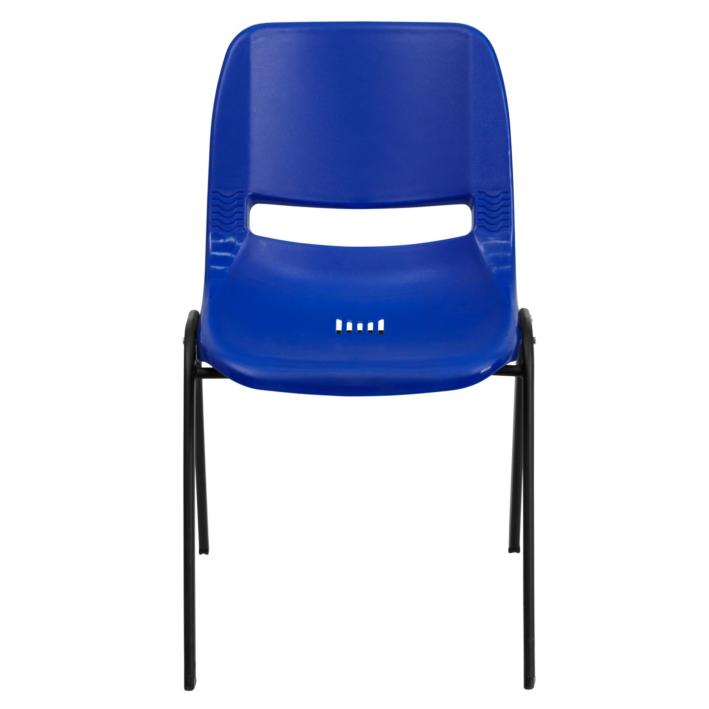 HERCULES Series 440 lb. Capacity Kid's Navy Ergonomic Shell Stack Chair with Black Frame and 12" Seat Height Navy Plastic/Black Frame