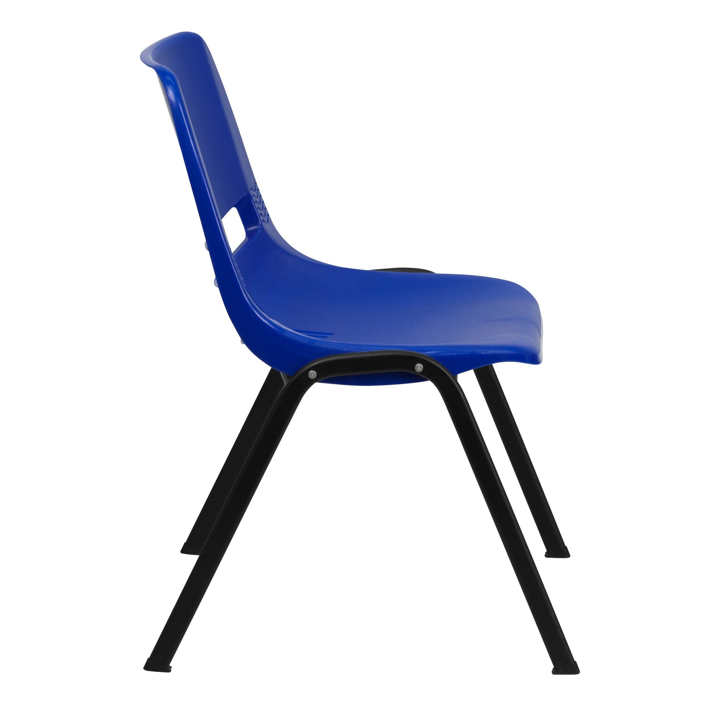 HERCULES Series 440 lb. Capacity Kid's Navy Ergonomic Shell Stack Chair with Black Frame and 12" Seat Height Navy Plastic/Black Frame