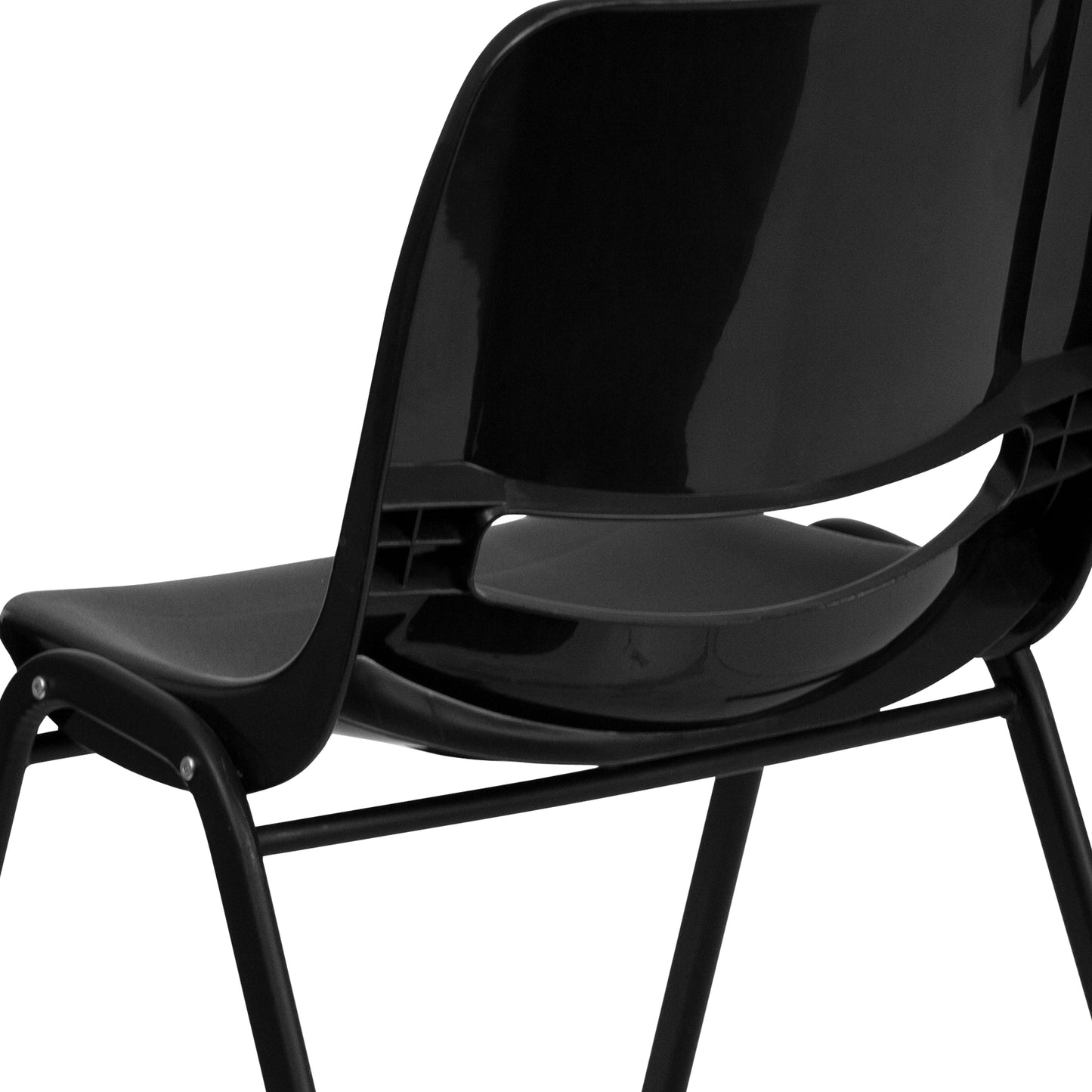 HERCULES Series 440 lb. Capacity Kid's Black Ergonomic Shell Stack Chair with Black Frame and 12" Seat Height Black Plastic/Black Frame