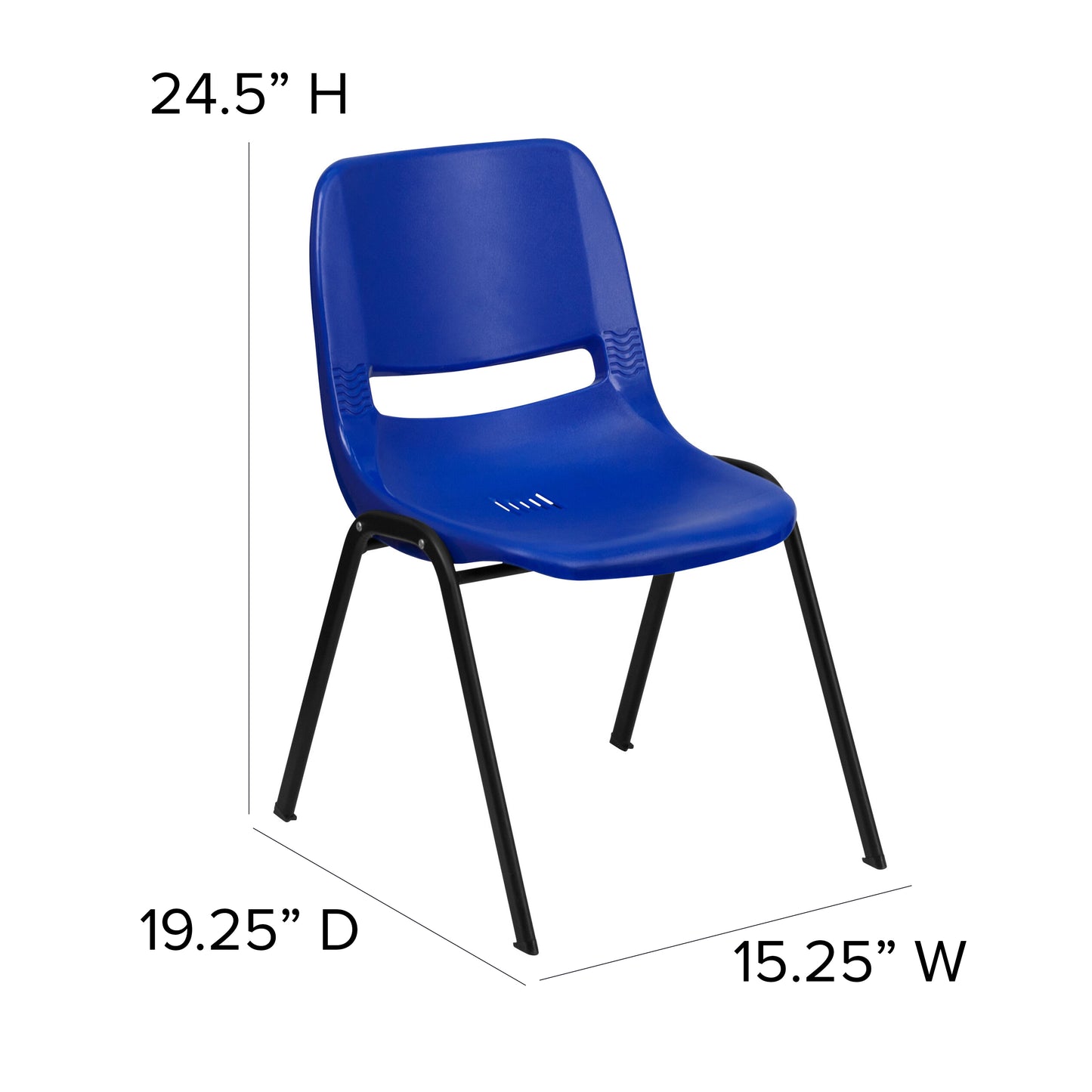 HERCULES Series 440 lb. Capacity Kid's Navy Ergonomic Shell Stack Chair with Black Frame and 14" Seat Height Navy Plastic/Black Frame