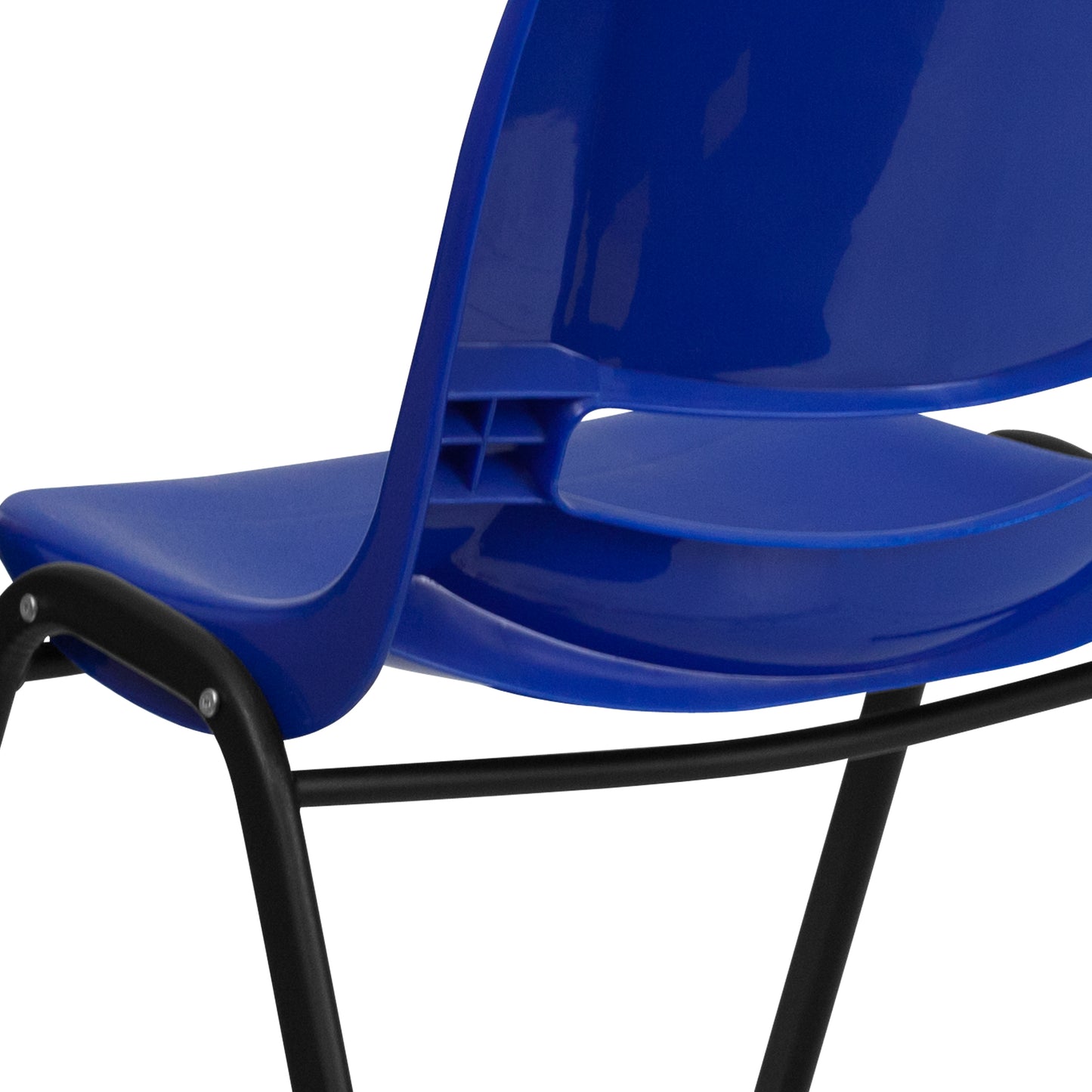 HERCULES Series 440 lb. Capacity Kid's Navy Ergonomic Shell Stack Chair with Black Frame and 14" Seat Height Navy Plastic/Black Frame