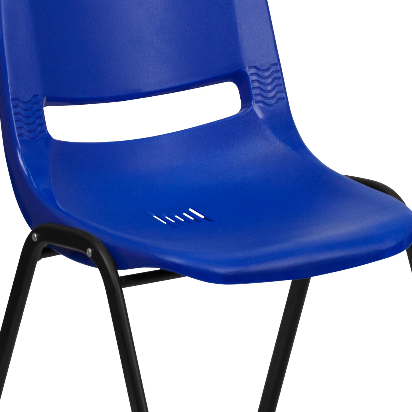 HERCULES Series 440 lb. Capacity Kid's Navy Ergonomic Shell Stack Chair with Black Frame and 14" Seat Height Navy Plastic/Black Frame