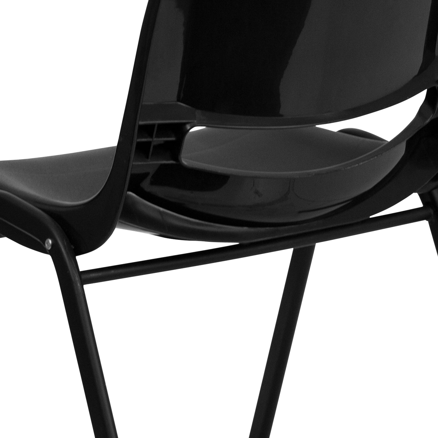 HERCULES Series 440 lb. Capacity Kid's Black Ergonomic Shell Stack Chair with Black Frame and 14" Seat Height Black Plastic/Black Frame