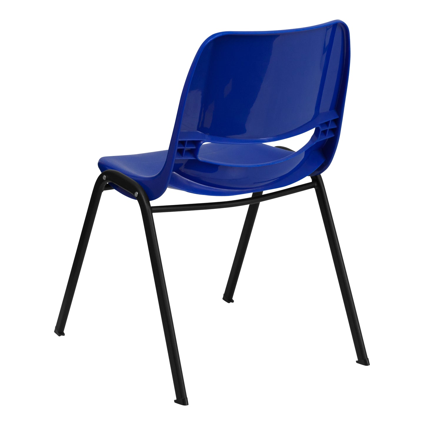 HERCULES Series 661 lb. Capacity Navy Ergonomic Shell Stack Chair with Black Frame and 16'' Seat Height Navy Plastic/Black Frame