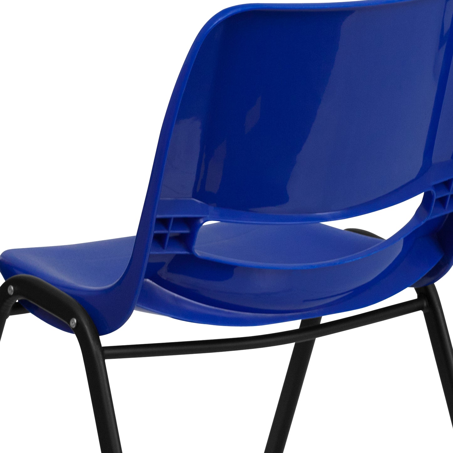 HERCULES Series 661 lb. Capacity Navy Ergonomic Shell Stack Chair with Black Frame and 16'' Seat Height Navy Plastic/Black Frame
