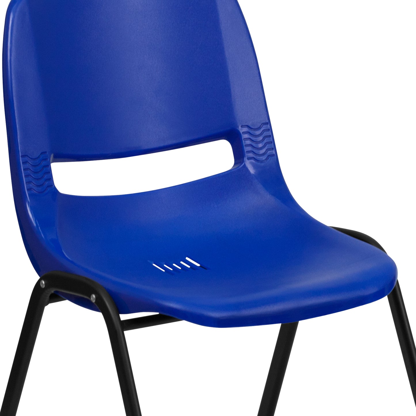 HERCULES Series 661 lb. Capacity Navy Ergonomic Shell Stack Chair with Black Frame and 16'' Seat Height Navy Plastic/Black Frame