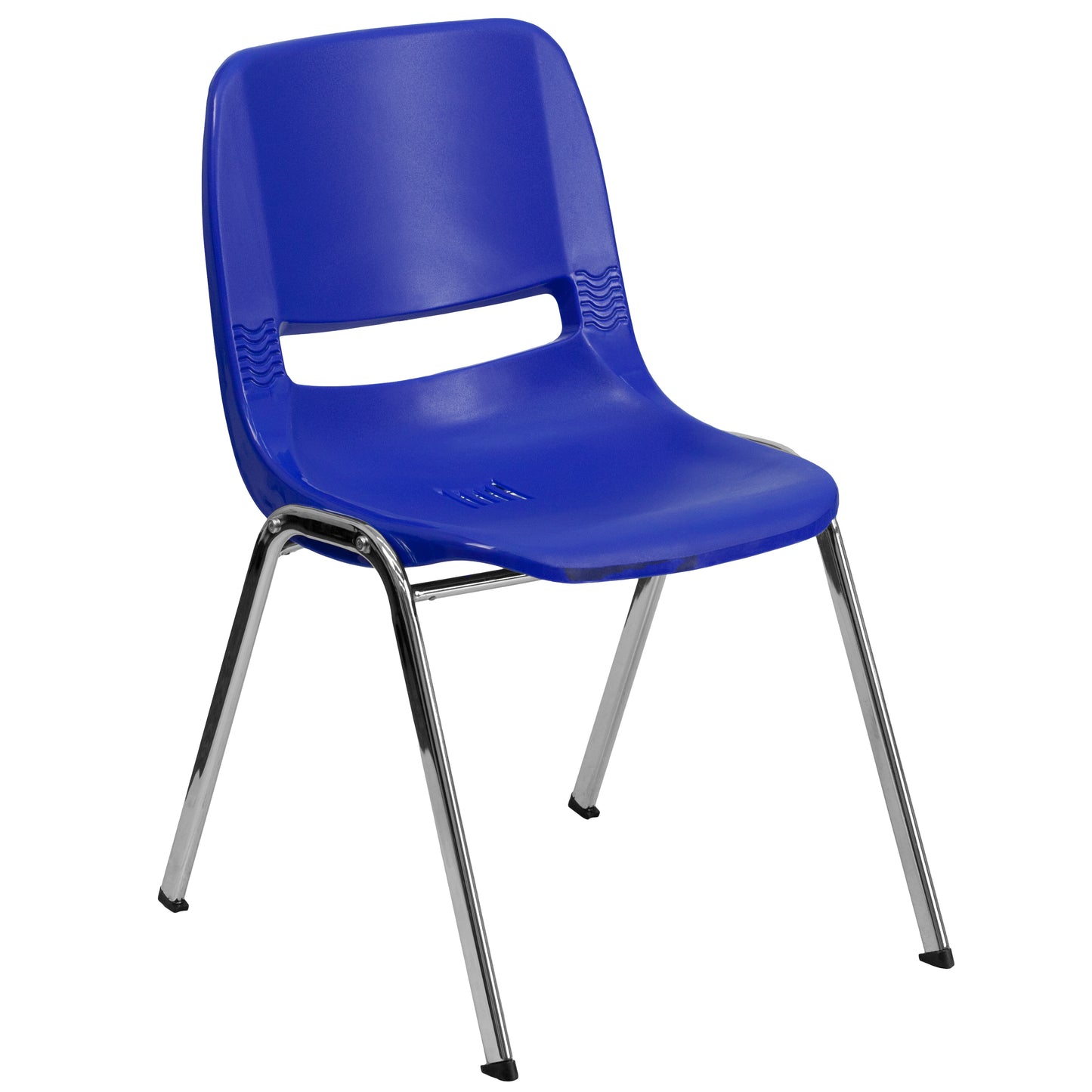 HERCULES Series 661 lb. Capacity Navy Ergonomic Shell Stack Chair with Chrome Frame and 16'' Seat Height Navy Plastic/Chrome Frame