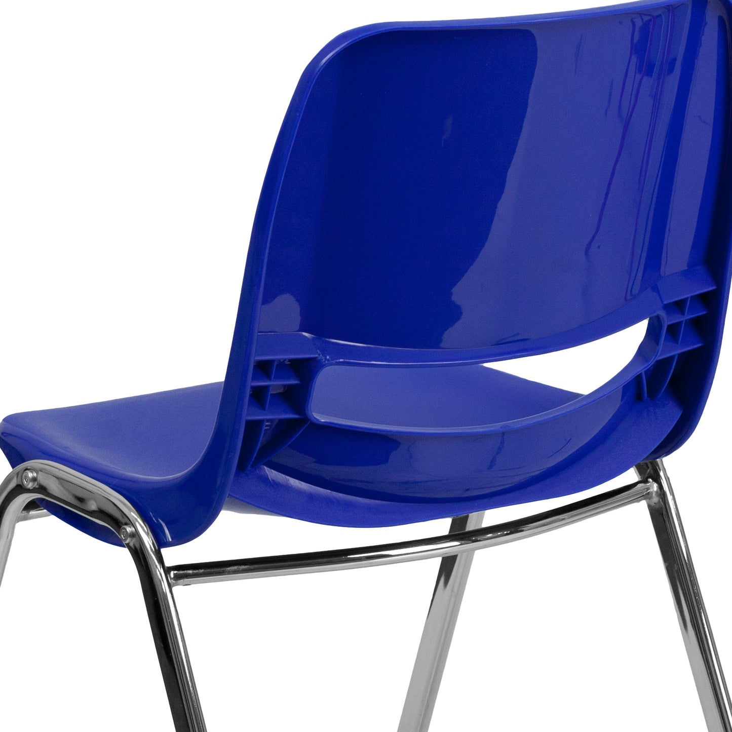 HERCULES Series 661 lb. Capacity Navy Ergonomic Shell Stack Chair with Chrome Frame and 16'' Seat Height Navy Plastic/Chrome Frame