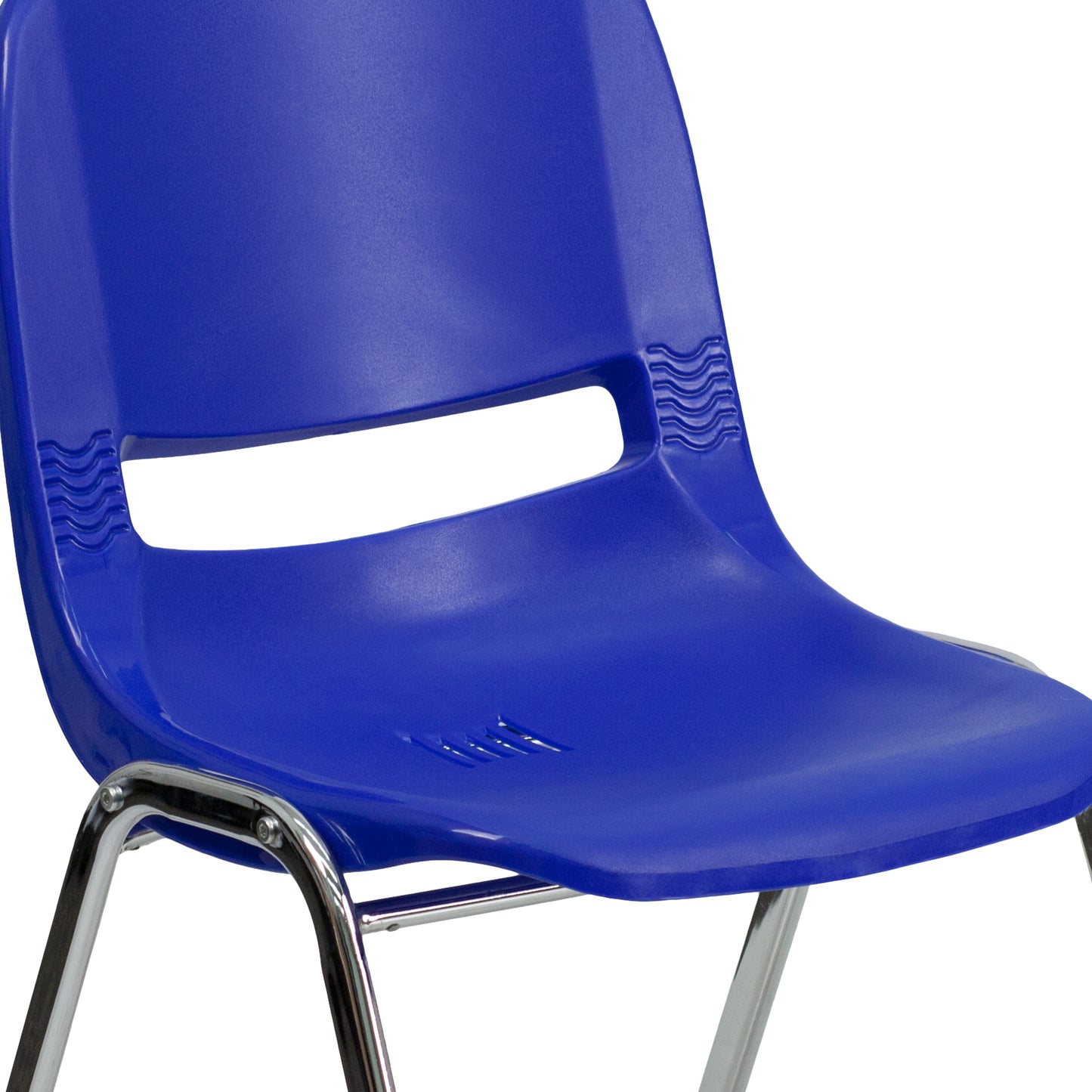 HERCULES Series 661 lb. Capacity Navy Ergonomic Shell Stack Chair with Chrome Frame and 16'' Seat Height Navy Plastic/Chrome Frame