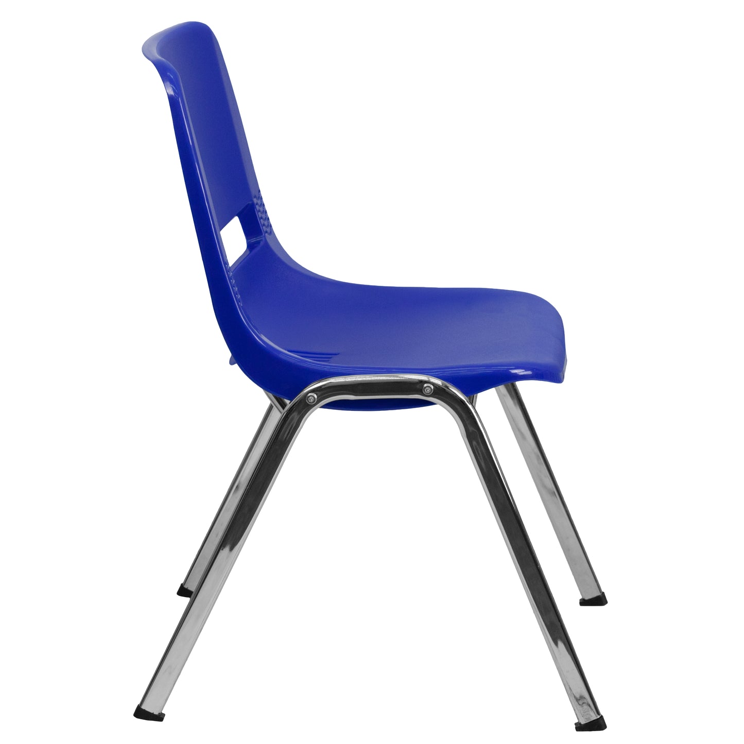 HERCULES Series 661 lb. Capacity Navy Ergonomic Shell Stack Chair with Chrome Frame and 16'' Seat Height Navy Plastic/Chrome Frame