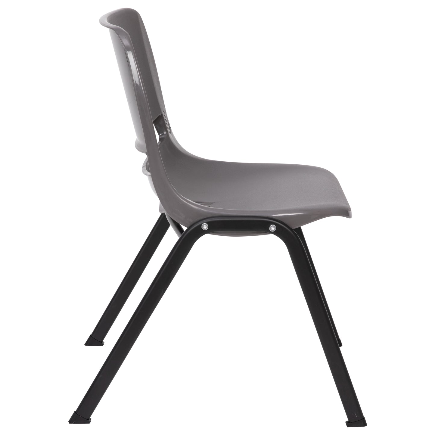 HERCULES Series 661 lb. Capacity Gray Ergonomic Shell Stack Chair with Black Frame and 16'' Seat Height Gray Plastic/Black Frame RUT-16-PDR-GY-GG