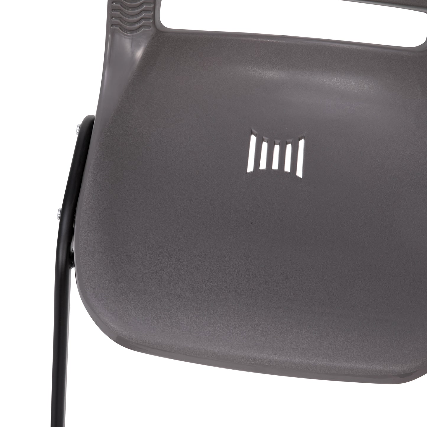 HERCULES Series 661 lb. Capacity Gray Ergonomic Shell Stack Chair with Black Frame and 16'' Seat Height Gray Plastic/Black Frame RUT-16-PDR-GY-GG