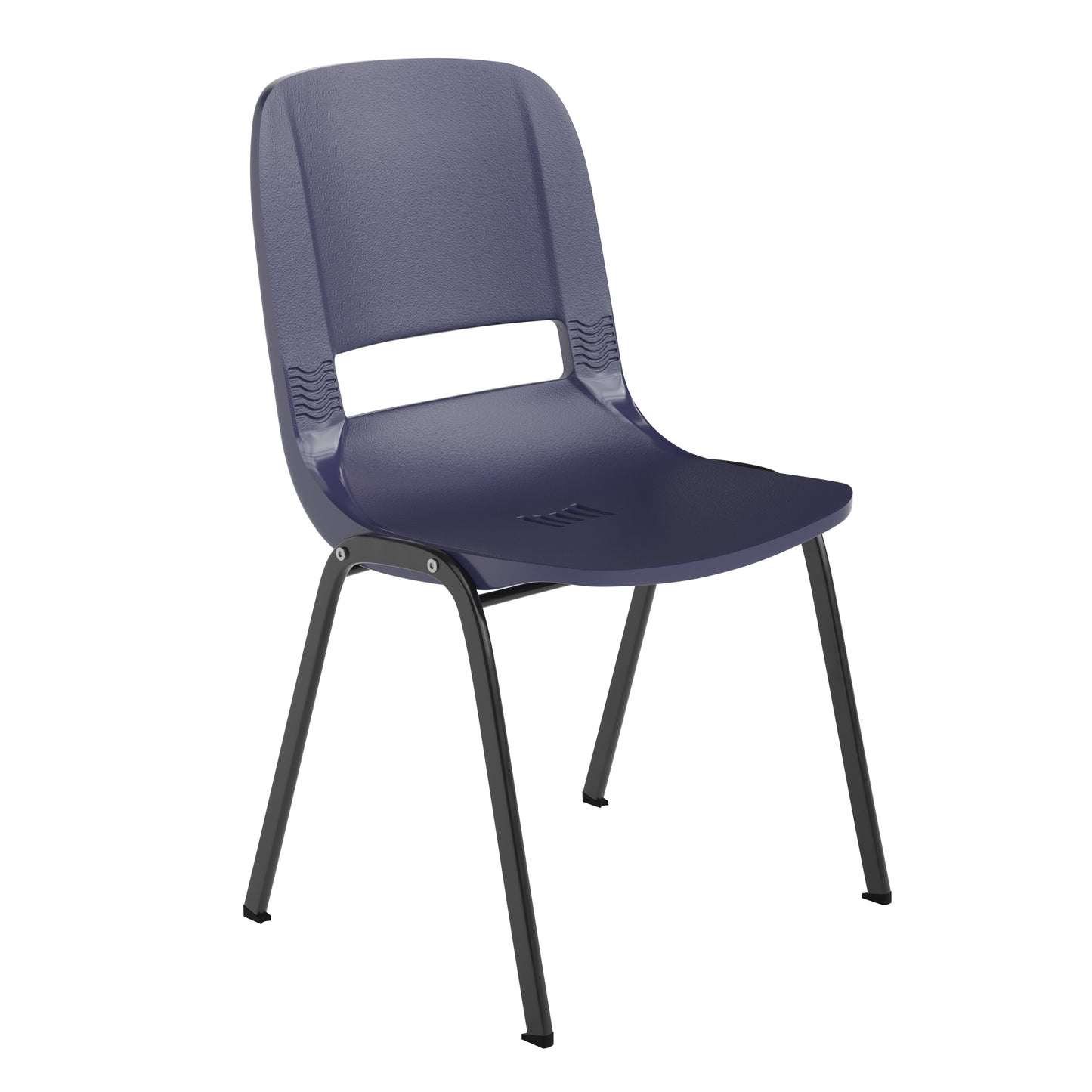 HERCULES Series 661 lb. Capacity Navy Ergonomic Shell Stack Chair with Black Frame and 16'' Seat Height True Navy Plastic/Black Frame