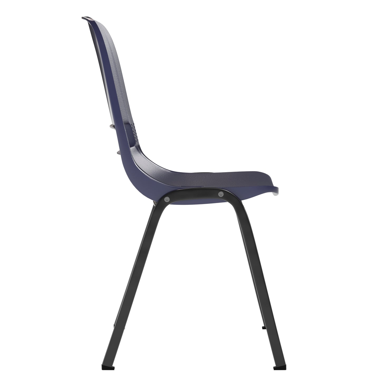 HERCULES Series 661 lb. Capacity Navy Ergonomic Shell Stack Chair with Black Frame and 16'' Seat Height True Navy Plastic/Black Frame