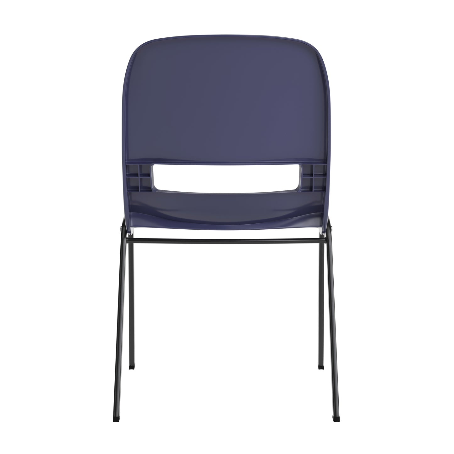HERCULES Series 661 lb. Capacity Navy Ergonomic Shell Stack Chair with Black Frame and 16'' Seat Height True Navy Plastic/Black Frame