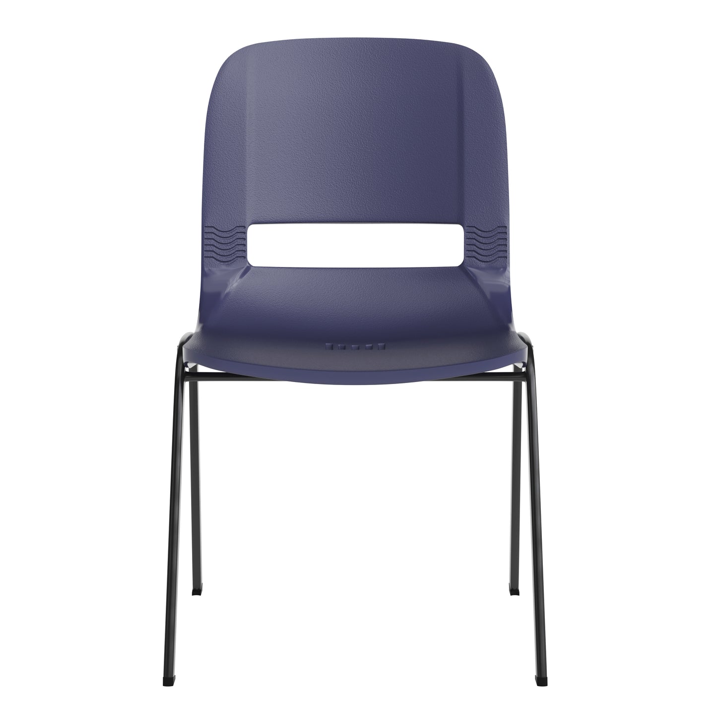 HERCULES Series 661 lb. Capacity Navy Ergonomic Shell Stack Chair with Black Frame and 16'' Seat Height True Navy Plastic/Black Frame