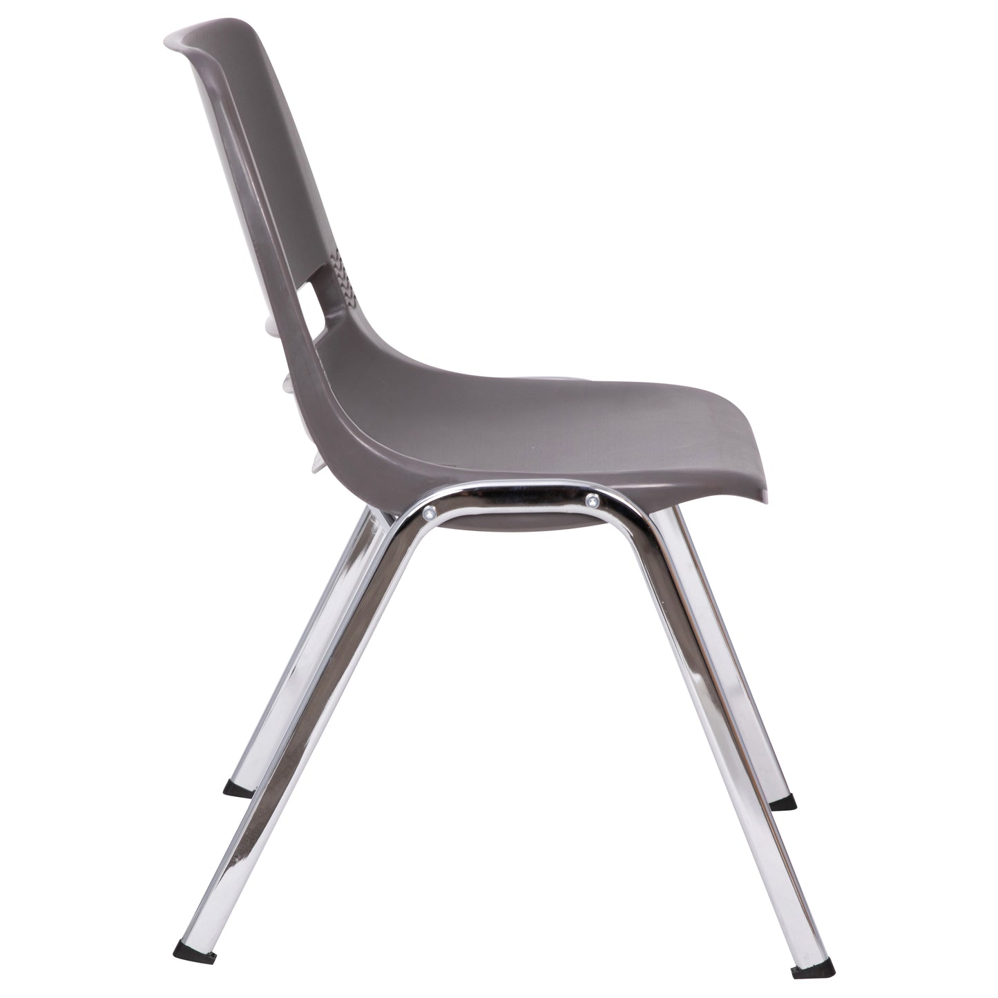 HERCULES Series 880 lb. Capacity Gray Ergonomic Shell Stack Chair with Chrome Frame and 18'' Seat Height Gray Plastic/Chrome Frame