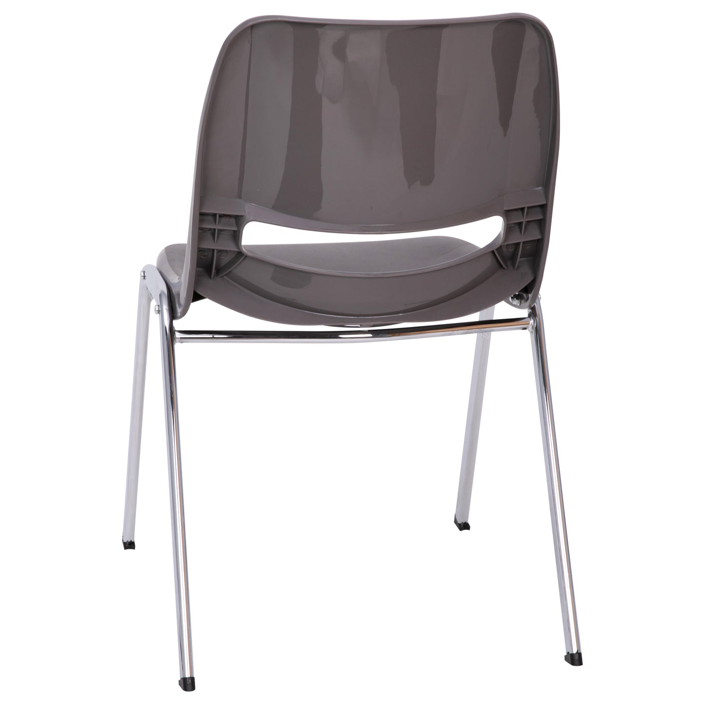 HERCULES Series 880 lb. Capacity Gray Ergonomic Shell Stack Chair with Chrome Frame and 18'' Seat Height Gray Plastic/Chrome Frame