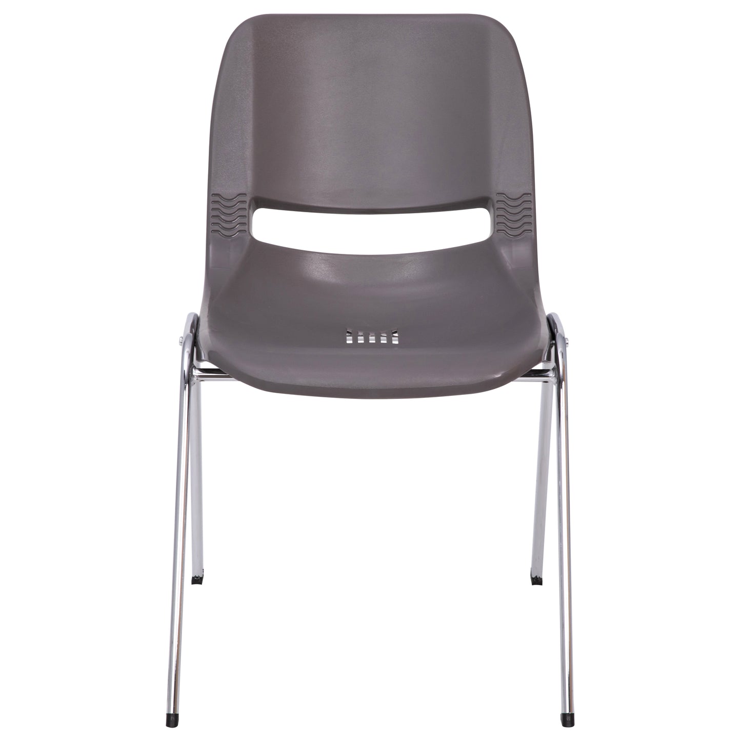 HERCULES Series 880 lb. Capacity Gray Ergonomic Shell Stack Chair with Chrome Frame and 18'' Seat Height Gray Plastic/Chrome Frame