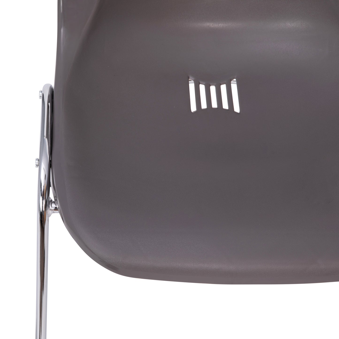 HERCULES Series 880 lb. Capacity Gray Ergonomic Shell Stack Chair with Chrome Frame and 18'' Seat Height Gray Plastic/Chrome Frame