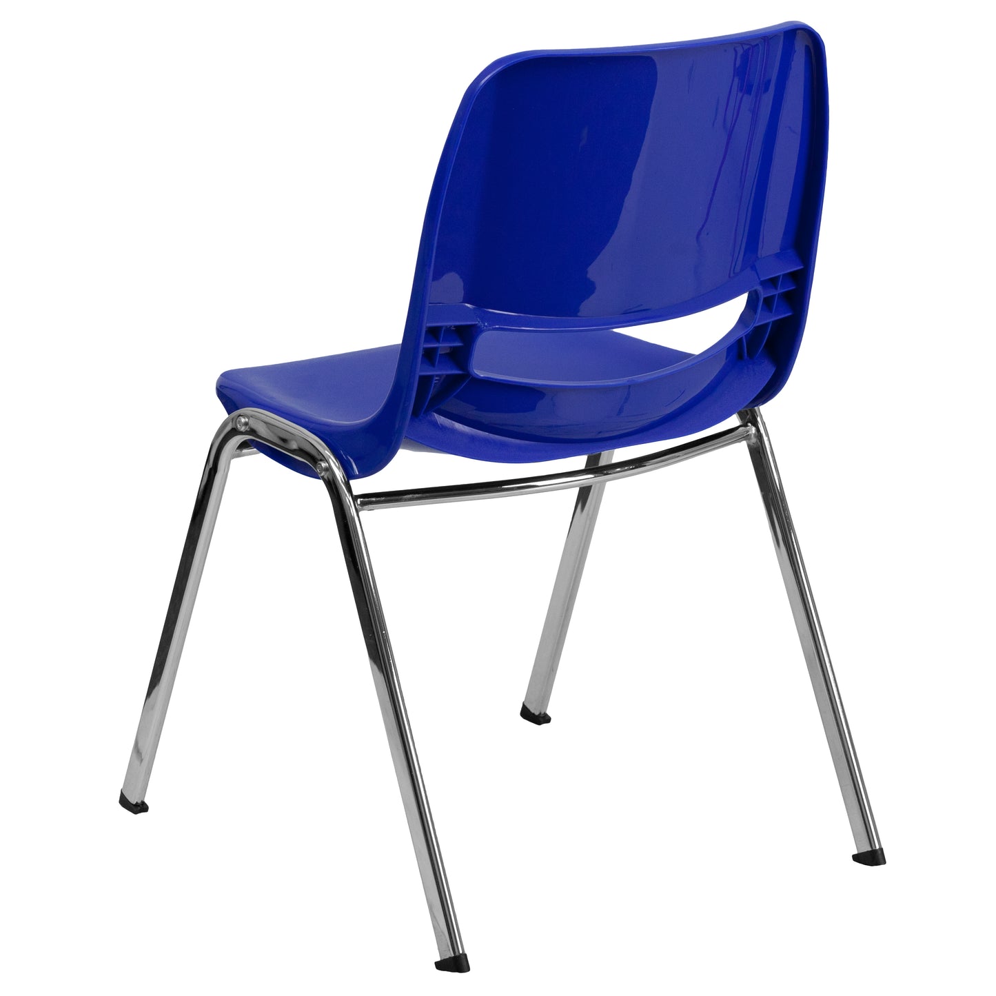 HERCULES Series 880 lb. Capacity Navy Ergonomic Shell Stack Chair with Chrome Frame and 18'' Seat Height Navy Plastic/Chrome Frame