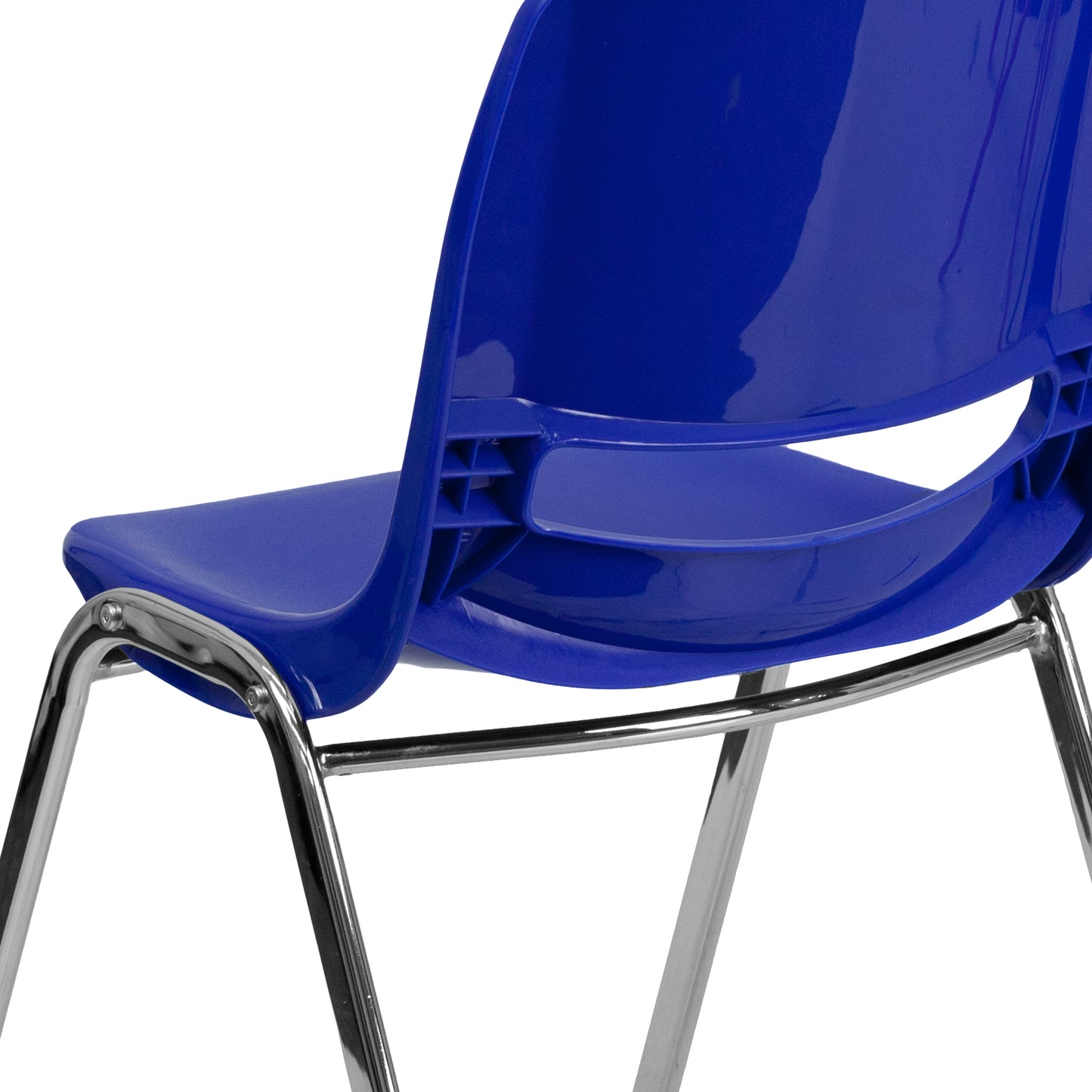 HERCULES Series 880 lb. Capacity Navy Ergonomic Shell Stack Chair with Chrome Frame and 18'' Seat Height Navy Plastic/Chrome Frame