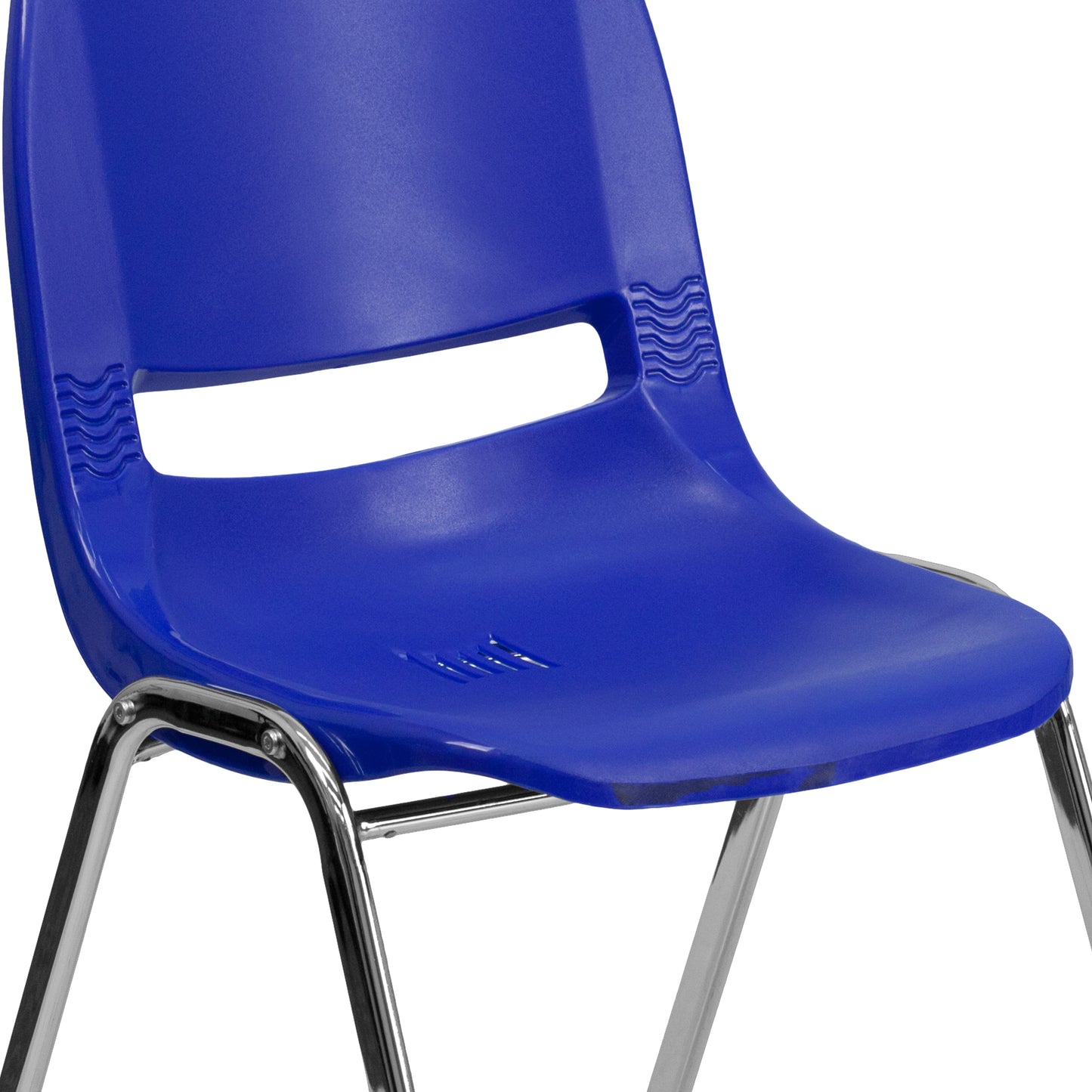 HERCULES Series 880 lb. Capacity Navy Ergonomic Shell Stack Chair with Chrome Frame and 18'' Seat Height Navy Plastic/Chrome Frame