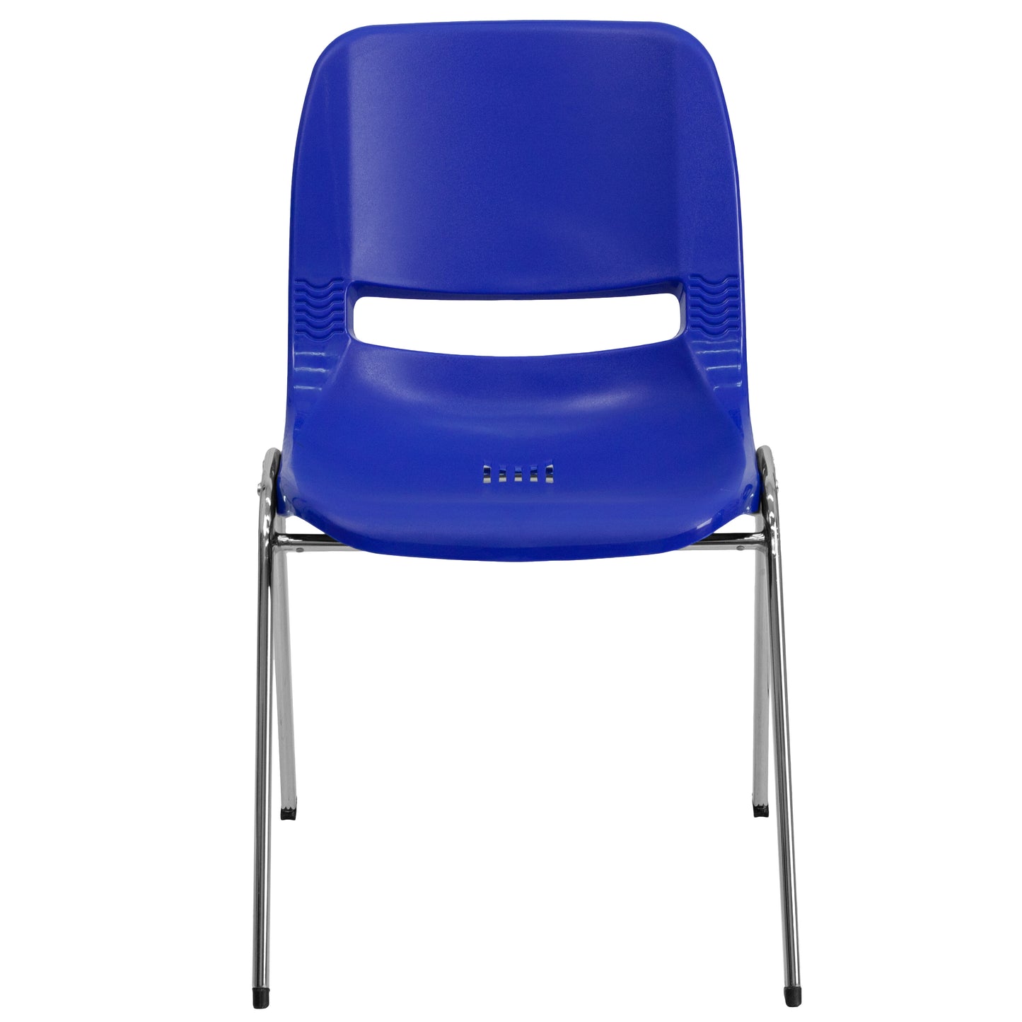 HERCULES Series 880 lb. Capacity Navy Ergonomic Shell Stack Chair with Chrome Frame and 18'' Seat Height Navy Plastic/Chrome Frame