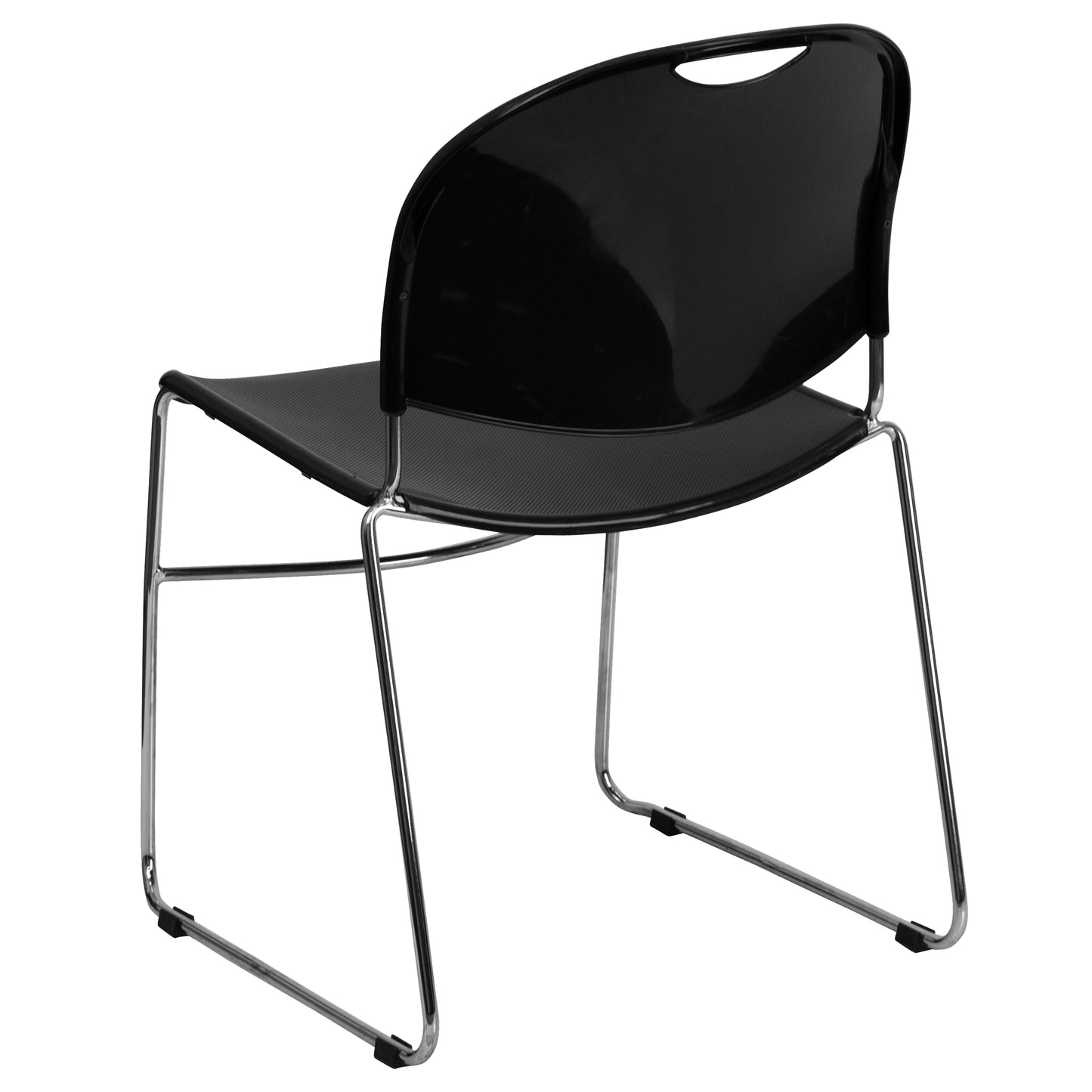 HERCULES Series 880 lb. Capacity Black Ultra-Compact Stack Chair with Chrome Frame Black Plastic/Chrome Frame