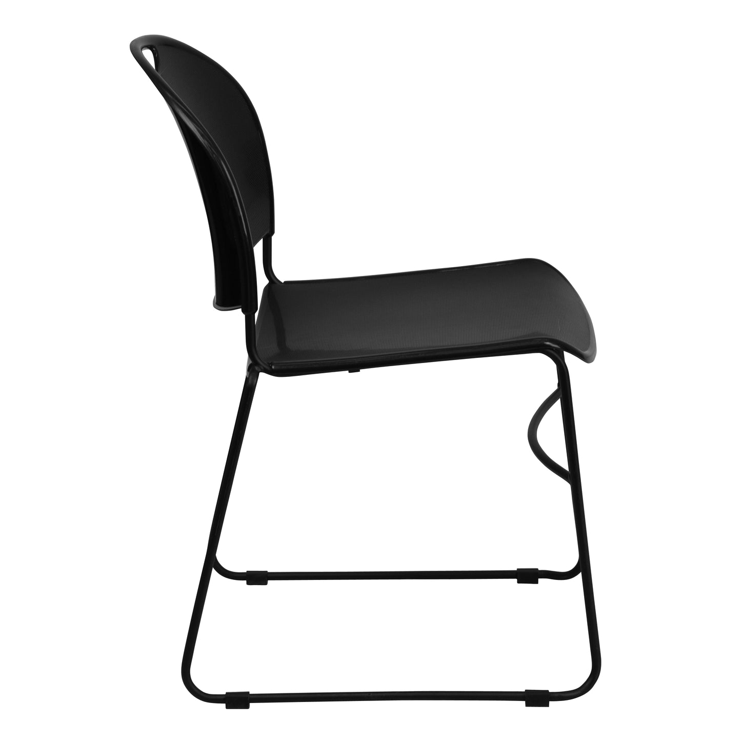 HERCULES Series 880 lb. Capacity Black Ultra-Compact Stack Chair with Black Powder Coated Frame Black Plastic/Black Frame