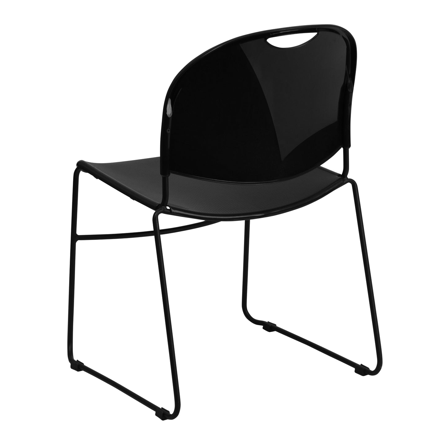 HERCULES Series 880 lb. Capacity Black Ultra-Compact Stack Chair with Black Powder Coated Frame Black Plastic/Black Frame