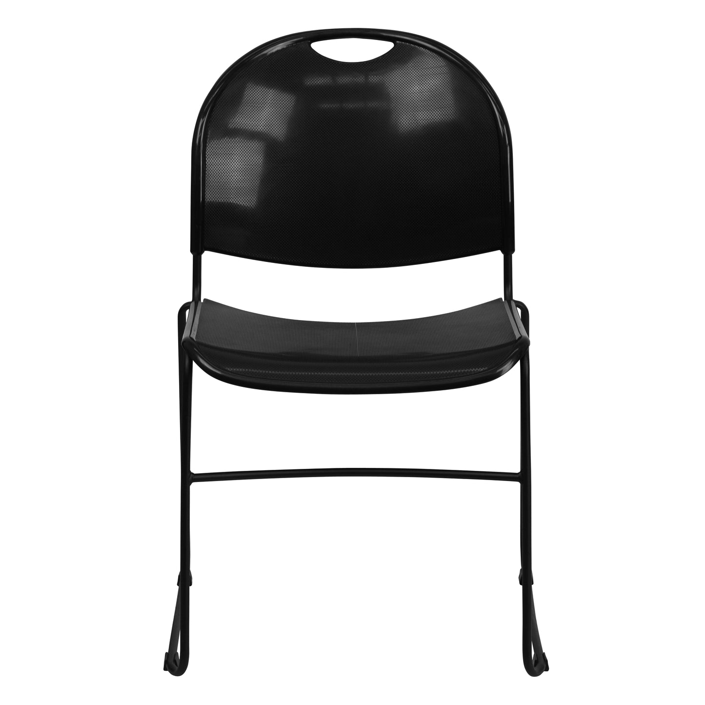 HERCULES Series 880 lb. Capacity Black Ultra-Compact Stack Chair with Black Powder Coated Frame Black Plastic/Black Frame