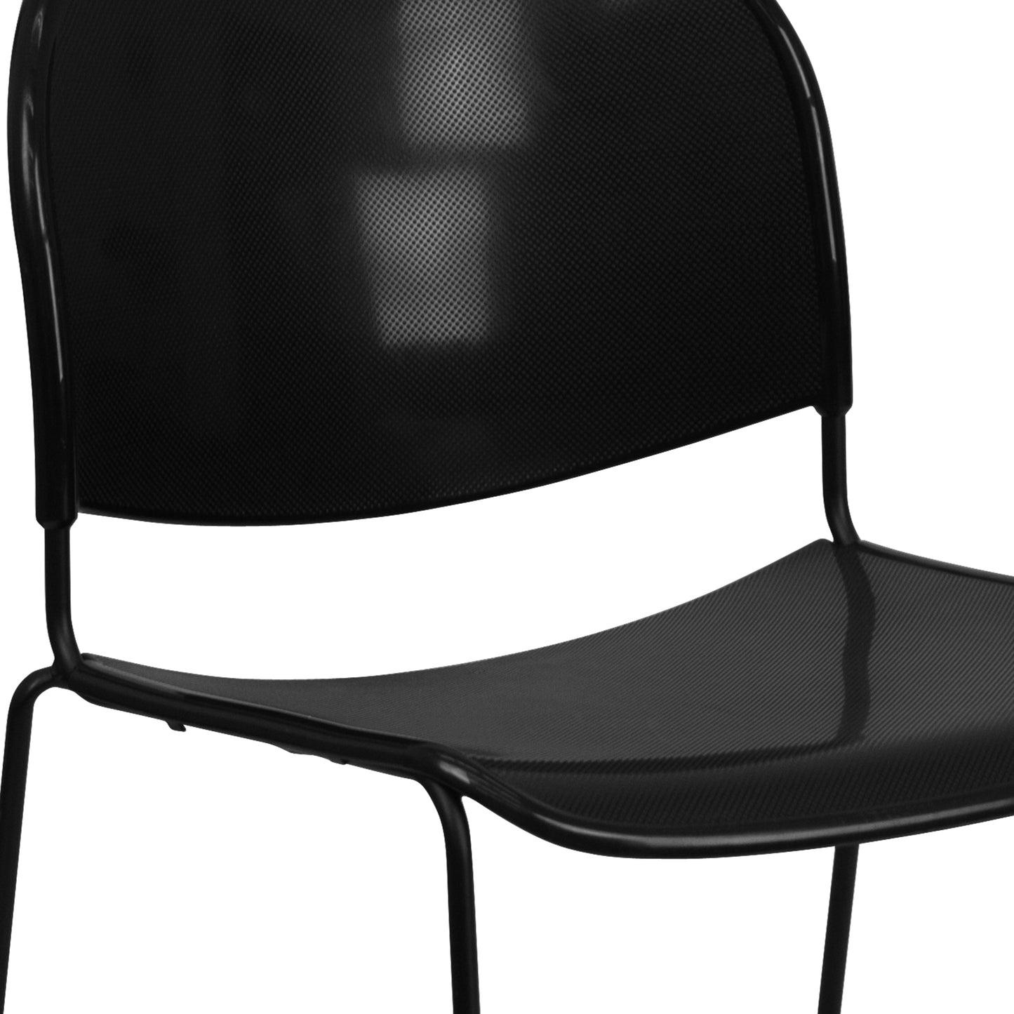 HERCULES Series 880 lb. Capacity Black Ultra-Compact Stack Chair with Black Powder Coated Frame Black Plastic/Black Frame