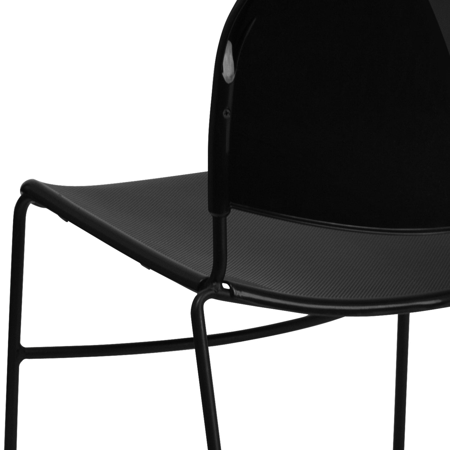 HERCULES Series 880 lb. Capacity Black Ultra-Compact Stack Chair with Black Powder Coated Frame Black Plastic/Black Frame