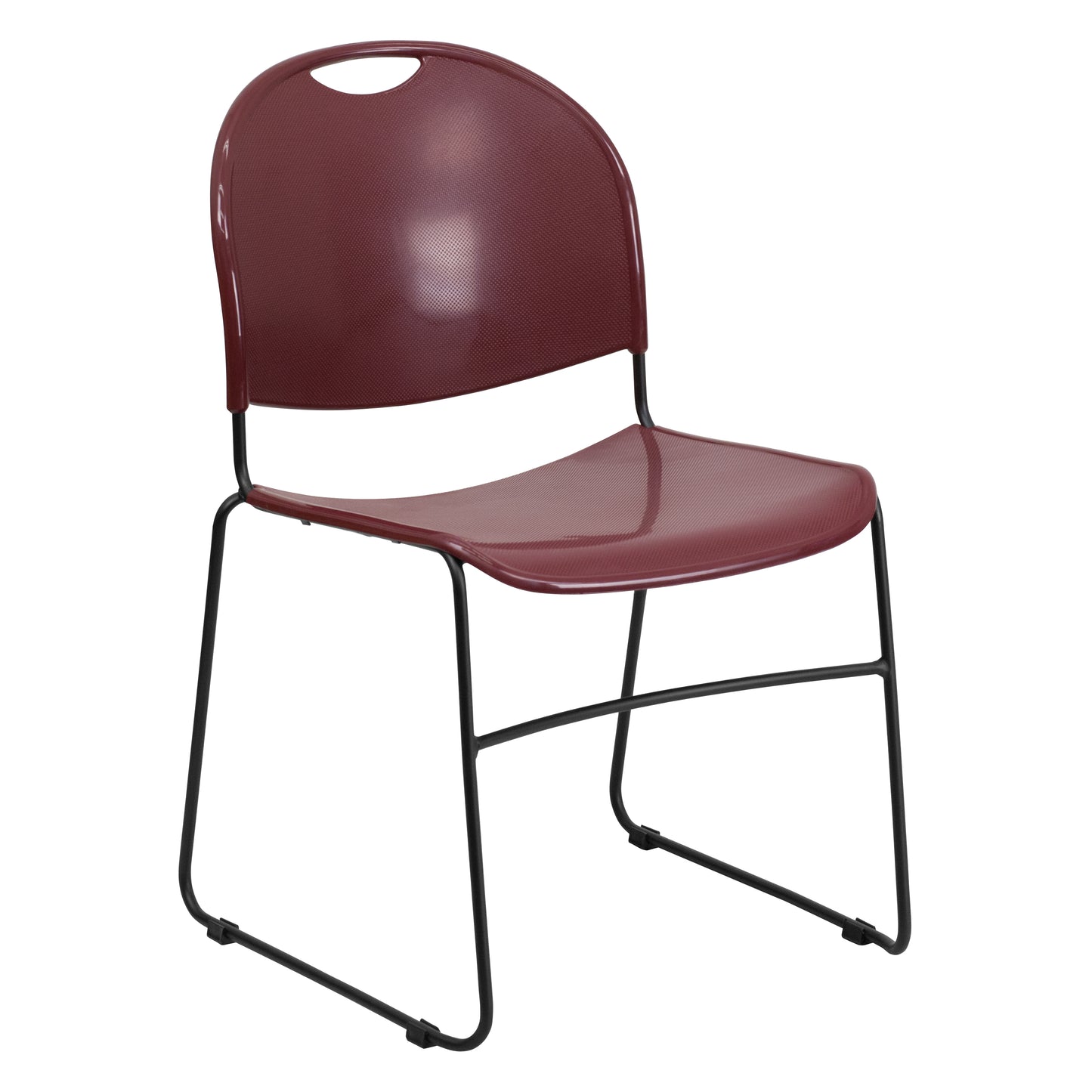 HERCULES Series 880 lb. Capacity Burgundy Ultra-Compact Stack Chair with Black Powder Coated Frame Burgundy Plastic/Black Frame