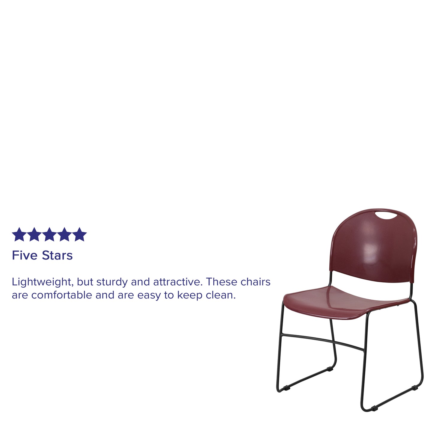 HERCULES Series 880 lb. Capacity Burgundy Ultra-Compact Stack Chair with Black Powder Coated Frame Burgundy Plastic/Black Frame