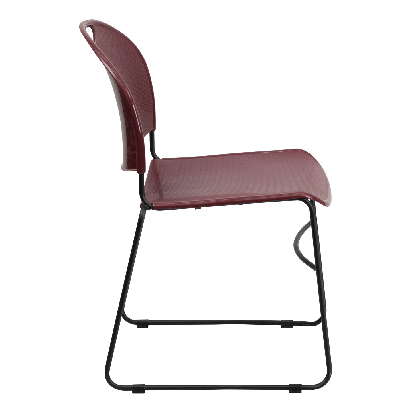 HERCULES Series 880 lb. Capacity Burgundy Ultra-Compact Stack Chair with Black Powder Coated Frame Burgundy Plastic/Black Frame
