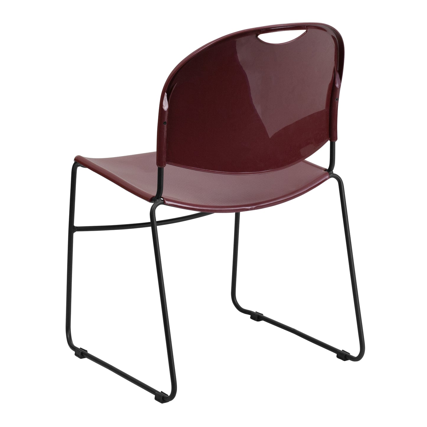 HERCULES Series 880 lb. Capacity Burgundy Ultra-Compact Stack Chair with Black Powder Coated Frame Burgundy Plastic/Black Frame