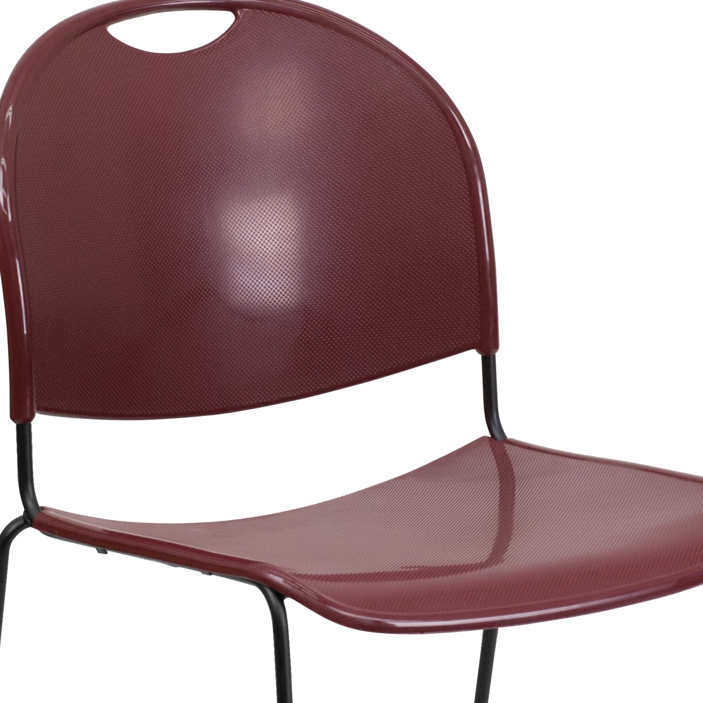 HERCULES Series 880 lb. Capacity Burgundy Ultra-Compact Stack Chair with Black Powder Coated Frame Burgundy Plastic/Black Frame